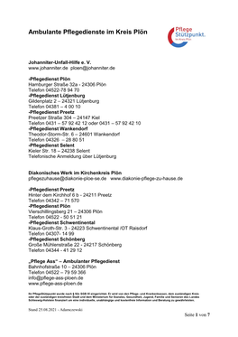 Ambulante Pflegedienste Im Kreis Plön