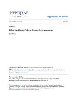 Filling the Illinois Federal District Court Vacancies