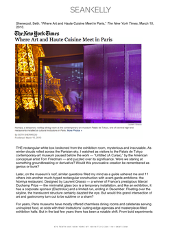 Where Art and Haute Cuisine Meet in Paris the New York Times