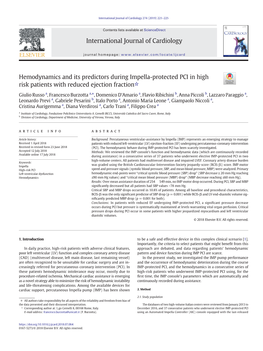 Hemodynamics and Its Predictors During Impella-Protected PCI in High Risk Patients with Reduced Ejection Fraction☆