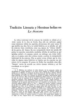 Tradici6n Literaria Y Heroinas Indias En La Araucana