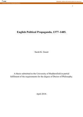 English Political Propaganda, 1377–1485