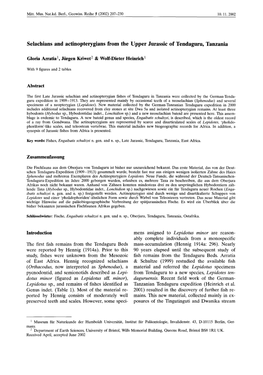 Selachians and Actinopterygians from the Upper Jurassic of Tendaguru, Tanzania