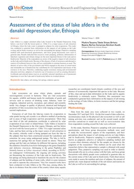 Assessment of the Status of Lake Afdera in the Danakil Depression; Afar, Ethiopia