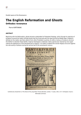 The English Reformation and Ghosts Orthodox Revenance