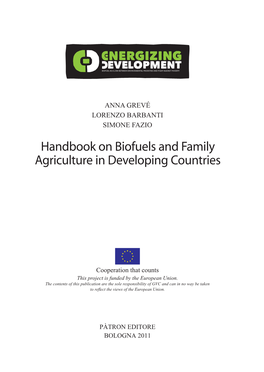Handbook on Biofuels and Family Agriculture in Developing Countries