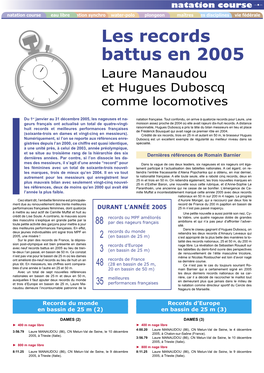 Les Records Battus En 2005 Laure Manaudou Et Hugues Duboscq Comme Locomotives
