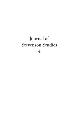 Journal of Stevenson Studies Volume 4