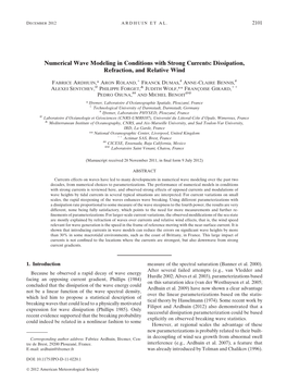 Numerical Wave Modeling in Conditions with Strong Currents: Dissipation, Refraction, and Relative Wind