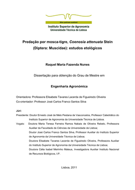 Predação Por Mosca-Tigre, Coenosia Attenuata Stein (Diptera: Muscidae): Estudos Etológicos