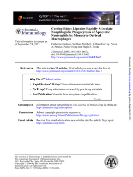 Cutting Edge: Lipoxins Rapidly Stimulate Nonphlogistic