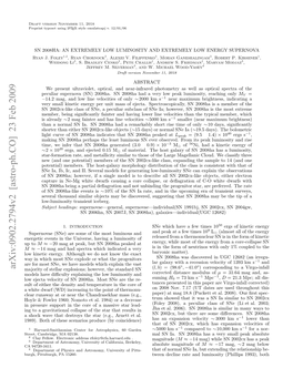 Arxiv:0902.2794V2 [Astro-Ph.CO] 23 Feb 2009 Nrei Vnsi H Nvre Aigalmnst of Luminosity a Having to Universe, up the in Events Energetic A94720-3411