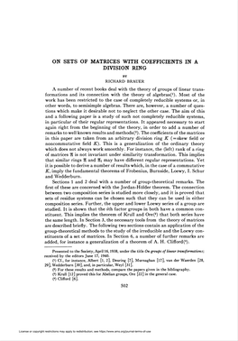 On Sets of Matrices with Coefficients in a Division Ring