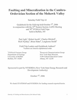 Ordovician Section of the Mohawk Valley