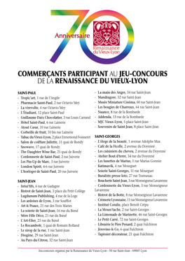 Commerçants Participant Au Jeu-Concours De La Renaissance Du Vieux-Lyon