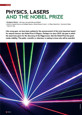 Physics, Lasers and the Nobel Prize