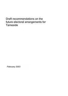 Draft Recommendations on the Future Electoral Arrangements for Tameside
