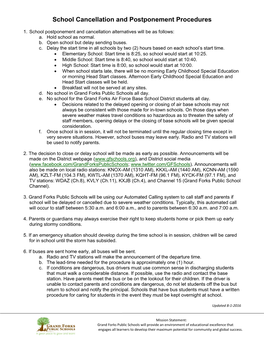 School Cancellation and Postponement Procedures