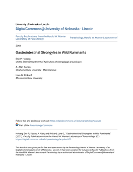 Gastrointestinal Strongyles in Wild Ruminants