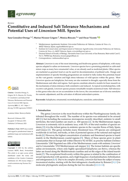 Constitutive and Induced Salt Tolerance Mechanisms and Potential Uses of Limonium Mill