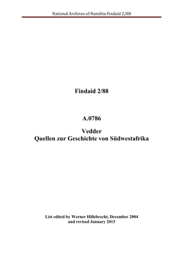National Archives of Namibia Findaid 2/88
