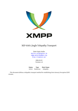 XEP-0183: Jingle Telepathy Transport