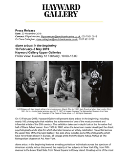 Press Release Diane Arbus