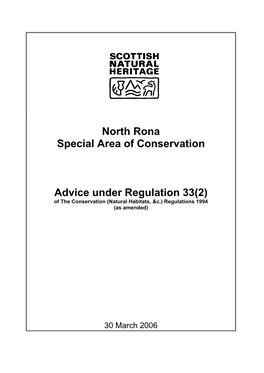 North Rona Special Area of Conservation Advice Under