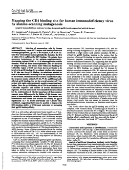 By Alanine-Scanning Mutagenesis (Acquired Immunodeficiency Syndrome/Envelope Glycoprotein Gp120/Protein Engineering/Antiviral Therapy) Avi ASHKENAZI*, LEONARD G