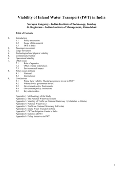 Viability of Inland Water Transport (IWT) in India