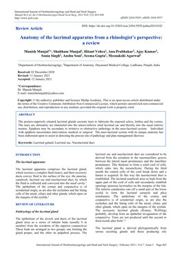 Anatomy of the Lacrimal Apparatus from a Rhinologist's Perspective