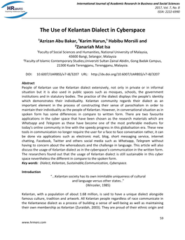 The Use of Kelantan Dialect in Cyberspace