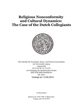 Religious Nonconformity and Cultural Dynamics: the Case of the Dutch Collegiants