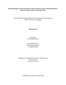 Paleodemography of the North American Arctic, Subarctic, and Greenland in Relation to Holocene Climate and Environmental Change