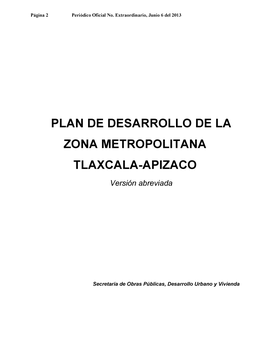 Plan De Desarrollo De La Zona Metropolitana Tlaxcala-Apizaco