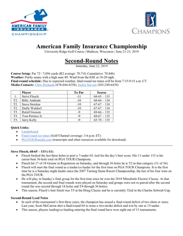 American Family Insurance Championship Second-Round Notes