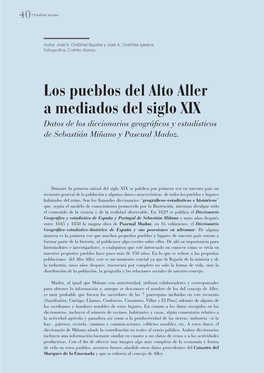 Los Pueblos Del Alto Aller a Mediados Del Siglo XIX Datos De Los Diccionarios Geográficos Y Estadísticos De Sebastián Miñano Y Pascual Madoz