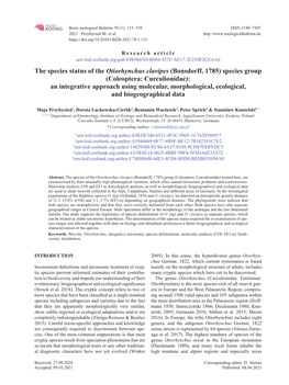 The Species Status of the Otiorhynchus Clavipes (Bonsdorff, 1785) Species