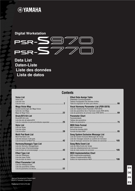PSR-S970/S770 Data List Voice List / Voice-Liste / Liste Des Voix / Lista De Voces