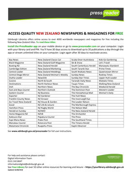 New Zealand Newspapers & Magazines for Free