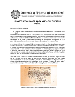 10 Datos Históricos De Santa Marta Que Quizás No Sabías…