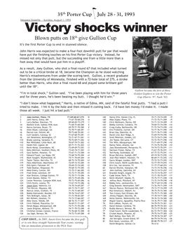 1993 Niagara Gazette Sunday, August 1, 1993 Victory Shocks Winner Blown Putts on 18Th Give Gullion Cup It’S the First Porter Cup to End in Stunned Silence