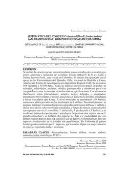 SISTEMÁTICA DEL COMPLEJO Iresine Diffusa E Iresine Herbstii