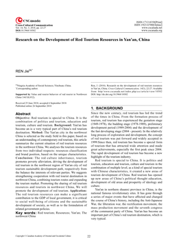 Research on the Development of Red Tourism Resources in Yan'an, China