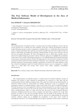 The Free Software Model of Development in the Area of Medical Informatics