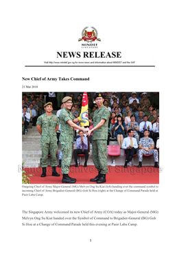 New Chief of Army Takes Command