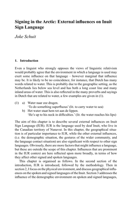 Signing in the Arctic: External Influences on Inuit Sign Language