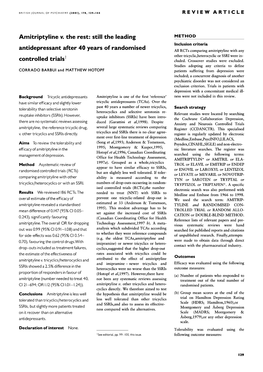 Still the Leading Antidepressant After 40 Years of Randomised Controlled Trials CORRADO BARBUI and MATTHEW HOTOPF BJP 2001, 178:129-144