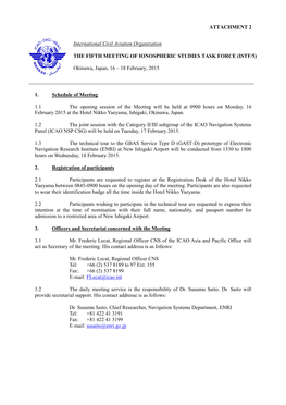 ATTACHMENT 2 1. Schedule of Meeting 1.1 the Opening Session Of