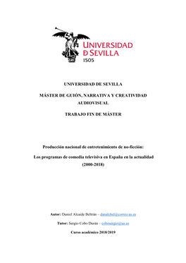 Universidad De Sevilla Máster De Guión, Narrativa Y